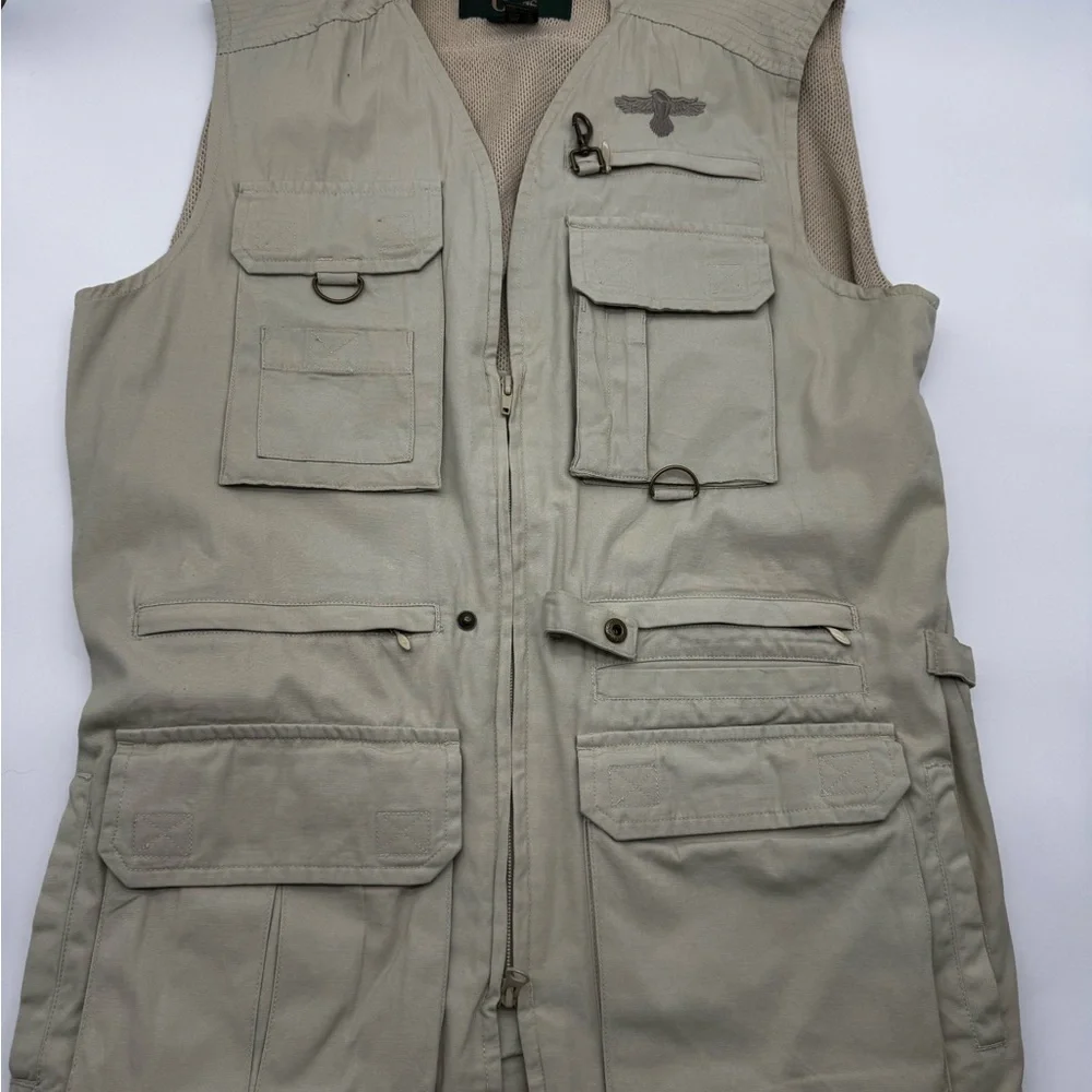 VTG Orvis Khaki Vented Utility Vest with Multiple Pockets Fishing Hunting Medium